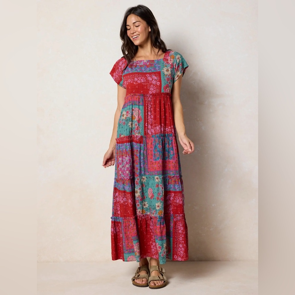 NWT Natural Life Berkley Maxi Dress in Jewel Positano Scarf size Small